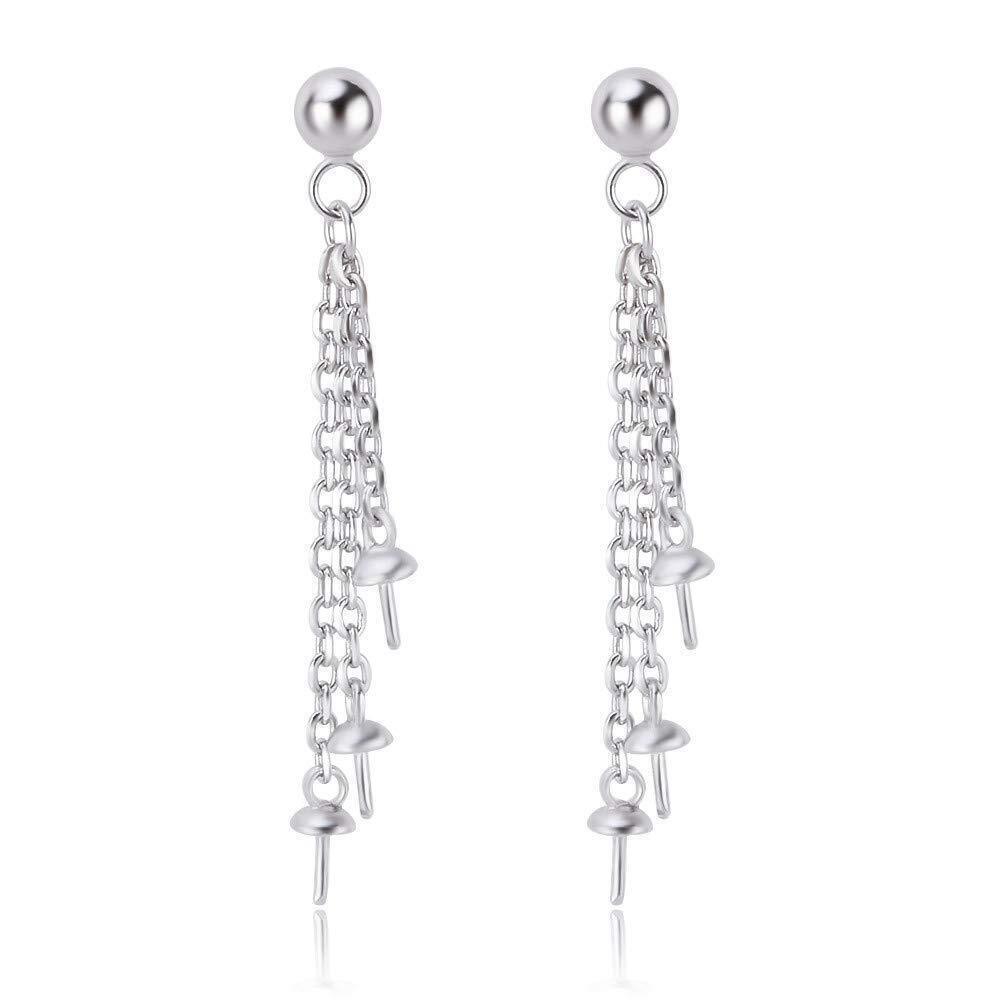 7501 925 Sterling Silver Round Line Threader Drop Dangle Design Earring